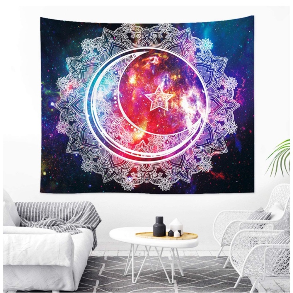 Neon Hippie/Indie Moon/Sun Floral Space Tapestry - Picture 7 of 7